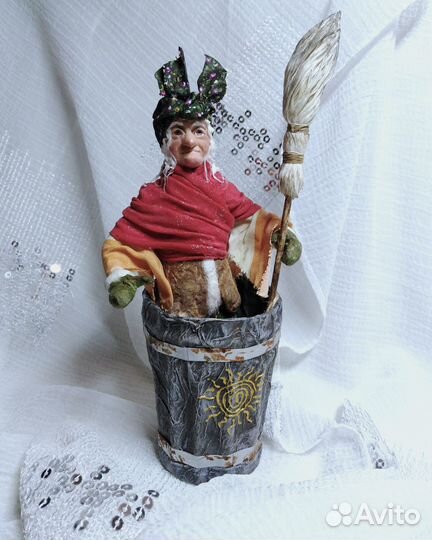 Ватная кукла Баба Яга интерьерная