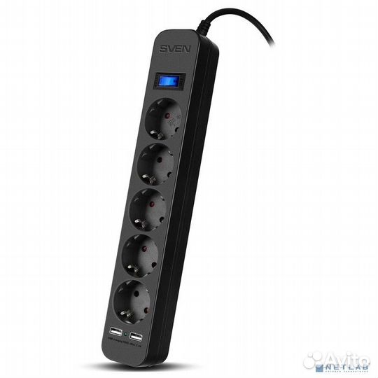 Sven Фильтр SF-05LU 5.0 м (5 евро розеток,2*USB(2