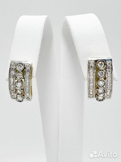 Золотые серьги СССР с бриллиантами 585 / 6.98 гр