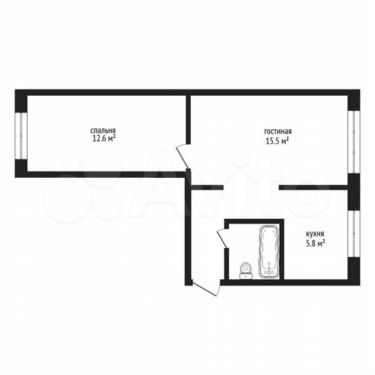 2-к. квартира, 41,5 м², 5/5 эт.