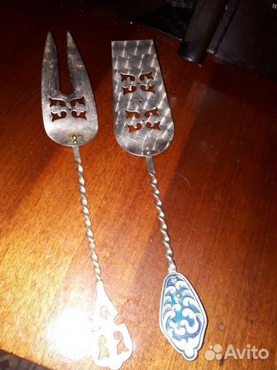 Лопатка для торта мельхиор СССР и вилка для рыбы