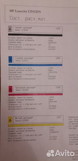 Принтер hp CP1525n, заводские картриджи