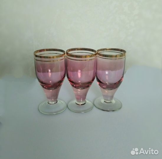 Бокалы Фужеры Рюмки золотой ободок Винтаж СССР