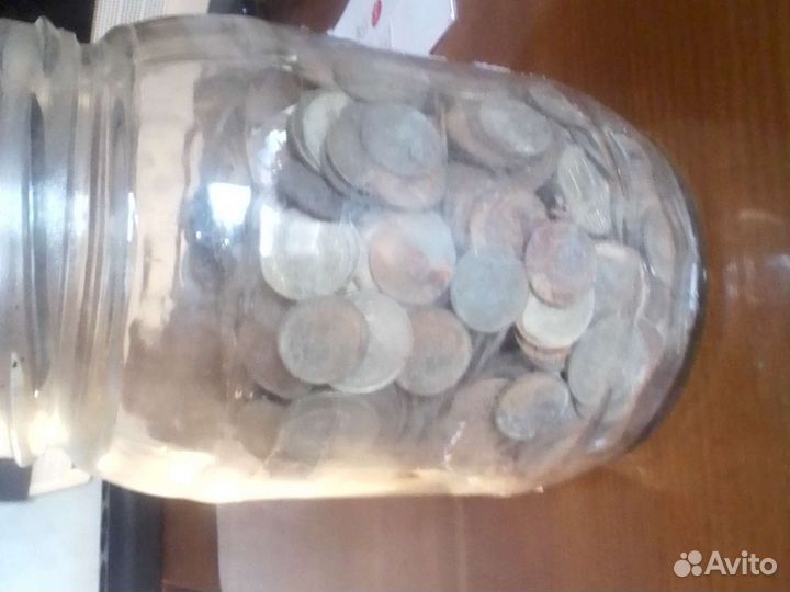 Банка с советскими копейками СССР 1,2,10 и тд