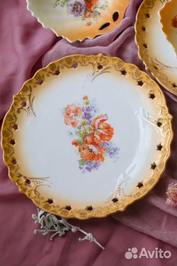 Антикварные фарфоровые тарелки blush ivory Австрия