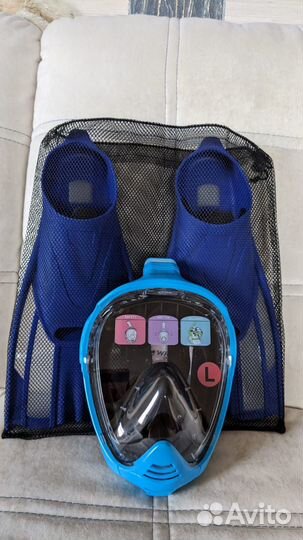 Комплект для плавания маска L+ ласты Wave 41-42