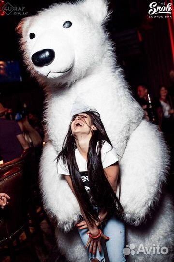 Белый мишка, ростовые куклы, шоу аниматор