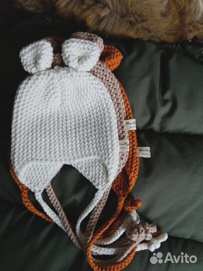 Новая Шапка зимняя 0-3 месяца. Ручная работа