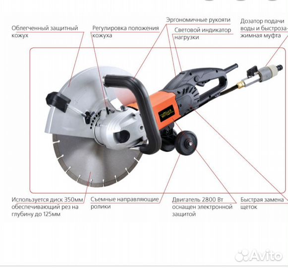 Глубина реза 13см. бетонорез швонарезчик электро