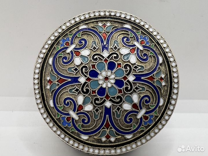 Шкатулка серебро 84 проба эмаль