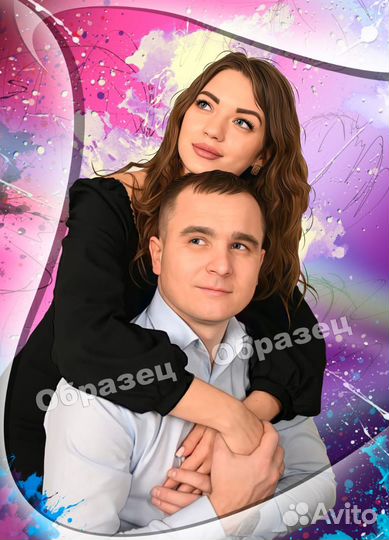 Портрет по фото на холсте в подарок