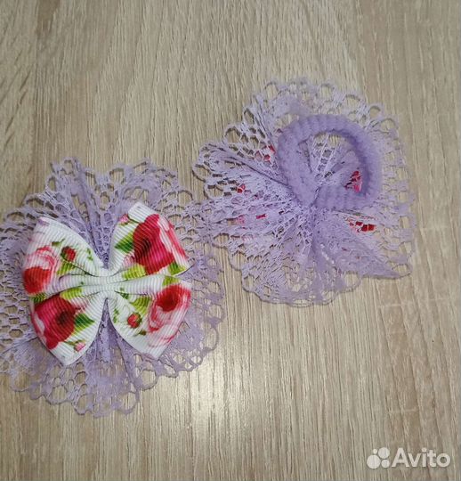 Бантики для волос на резинке ручной работы