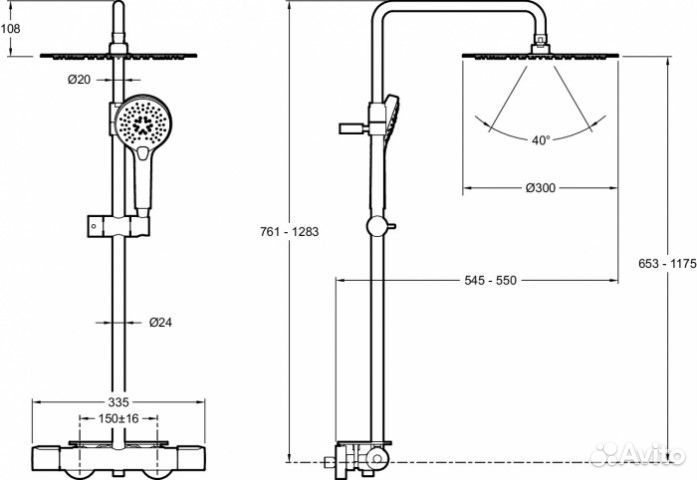 Душевая колонна Jacob Delafon Metro E26589-CP