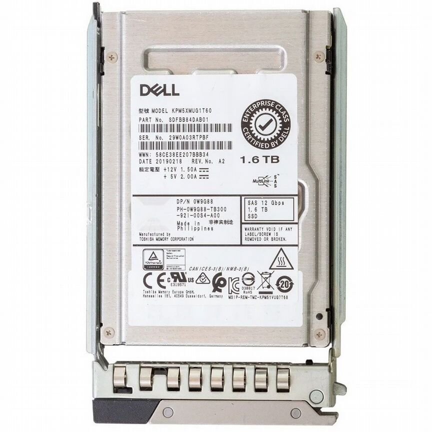 [W9G88] Жесткий Диск Dell 1.6tb Sas 2,5" Ssd W9g88
