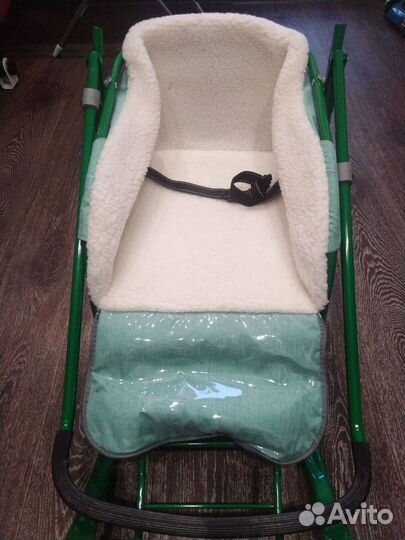 Детские санки коляска с колесами бу
