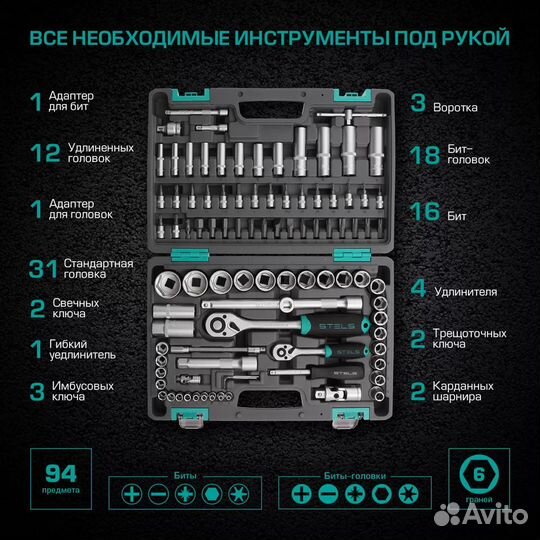 Набор инструментов stels 94 предмета