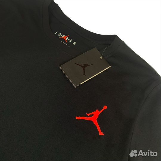 Футболка Nike air Jordan red logo Чёрная