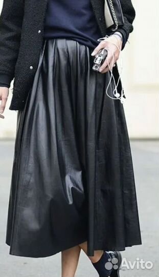 Кожаная юбка длинная