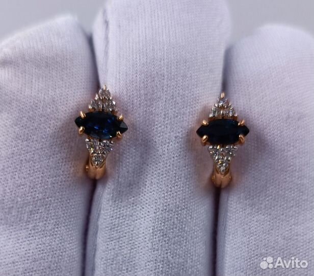 Золотые Серьги 585 пробы с бриллиантами. Рассрочка