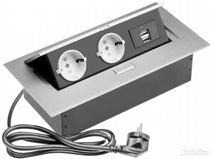 Встраиваемый удлинитель USB+2евро