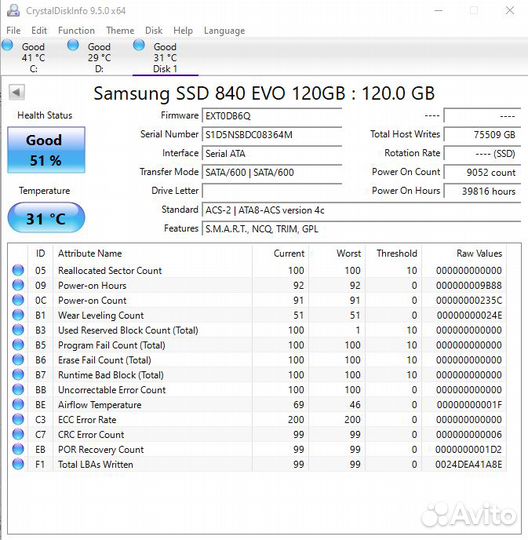 Samsung SSD Evo 840 120gb