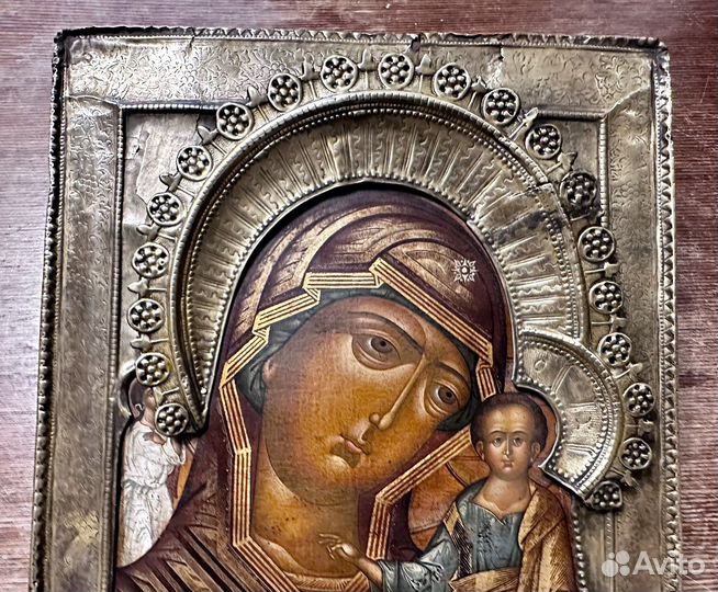 Икона Казанская богородица 31х26 см оклад