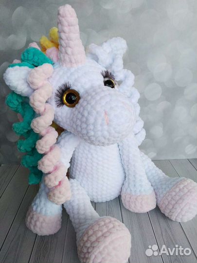 Мягкая игрушка Единорожка вязаная крючком