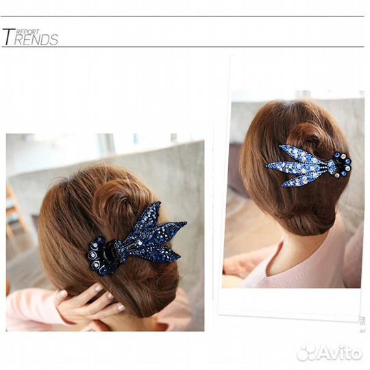 Заколка боковой краб со стразами