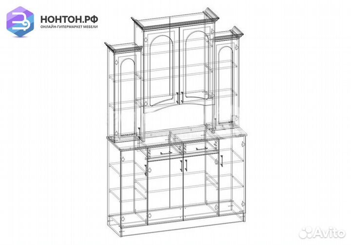 Буфет Констанция 4-х створчатый белый матовый