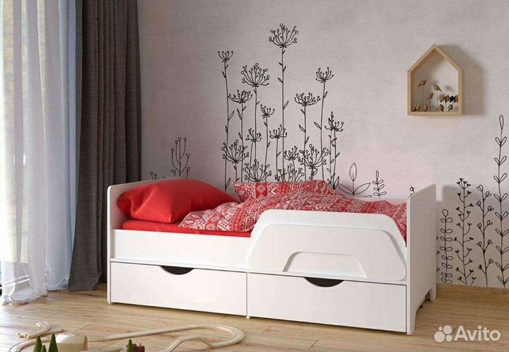 Детская кровать от 3 лет белая новая