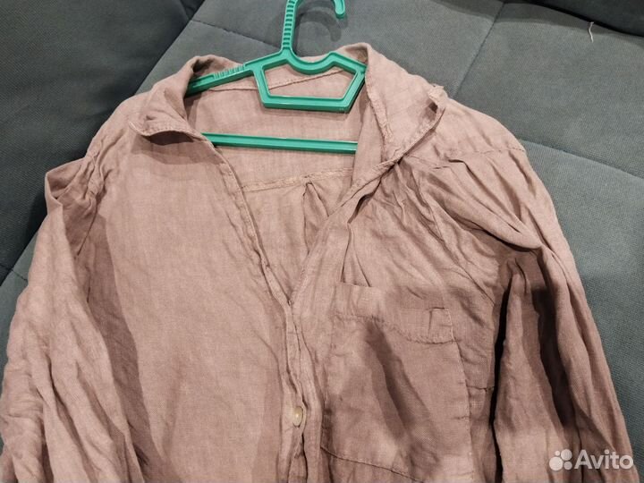 Рубашка женская лен 44 46 бу