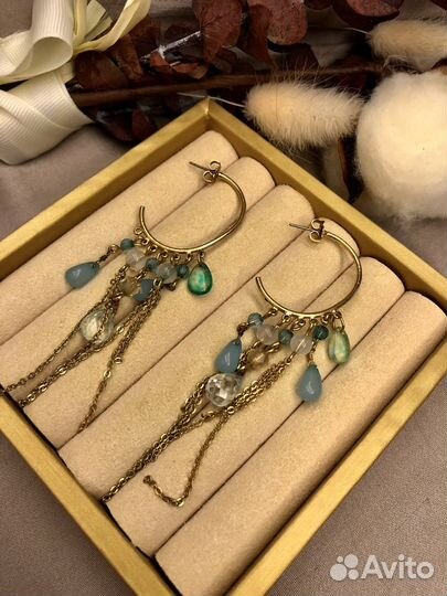 Серьги Франция винтаж полукольца и висюльки