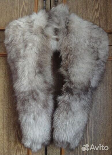 Большая выделанная шкурка песца, длина 120 см