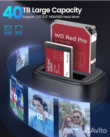 Док-станция orico для жестких дисков и SSD на 2 ди