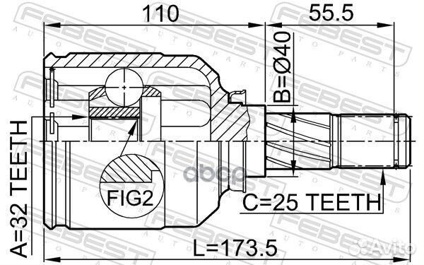 Шрус внутренний левый 32X40X25 febest0211-SR20