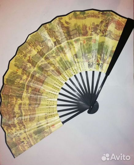 Китайский веер большой, бонусом чай