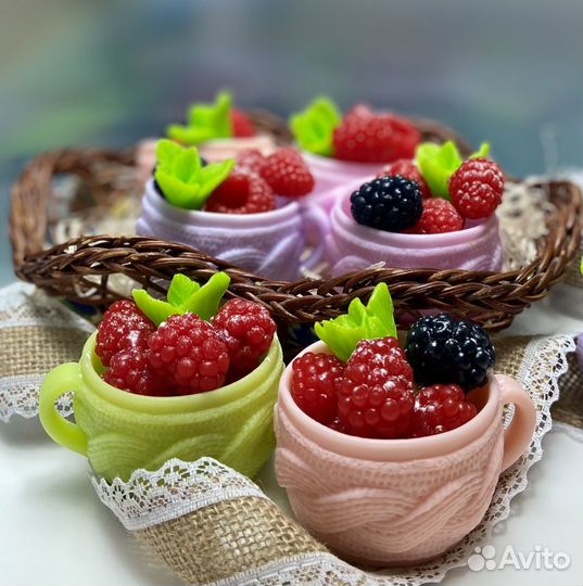 Мыло ручной работы.Мыльные чашечки с ягодками