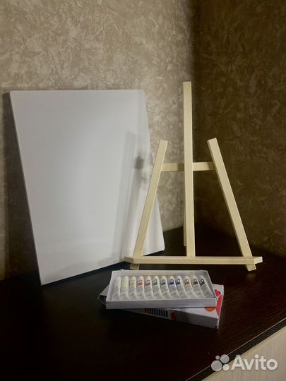 Холст на подрамнике+мольберт подарок