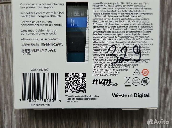 SSD накопитель WD blue SN570 2Tb - новый