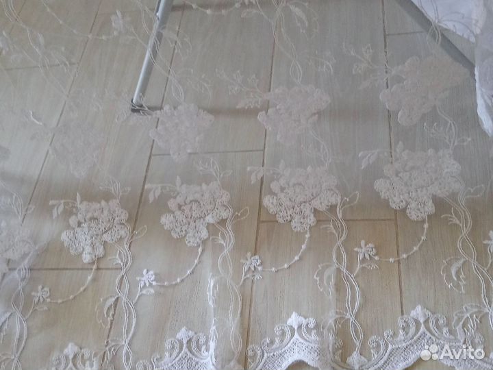 Тюль с кордовой вышивкой Турция, новый