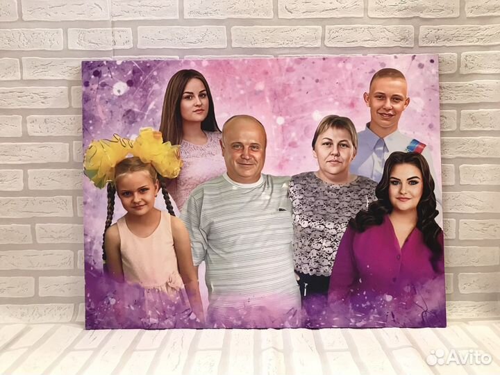 Портрет,Холсты на каркасе,Багетная рамка,Ладелика