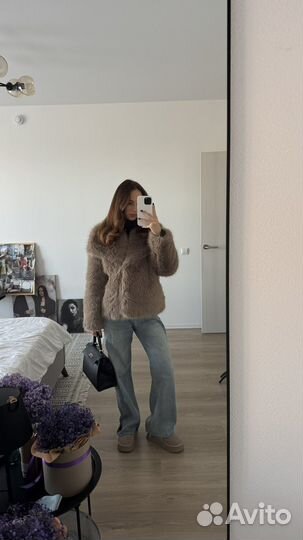 Шуба коричневая бежевая