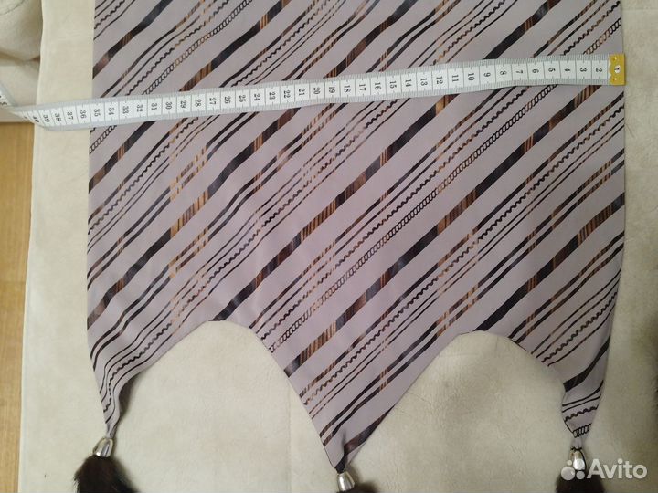 Шарф палантин с хвостиками норки