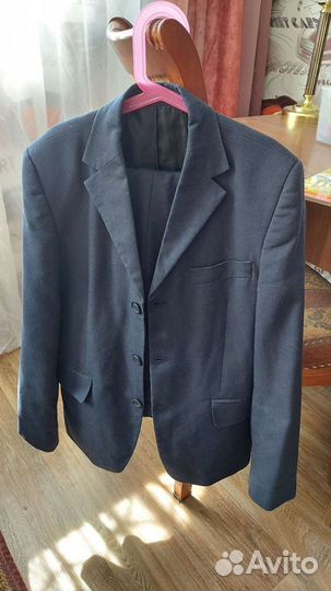 Школьный костюм синий (пиджак и 2 брюк)