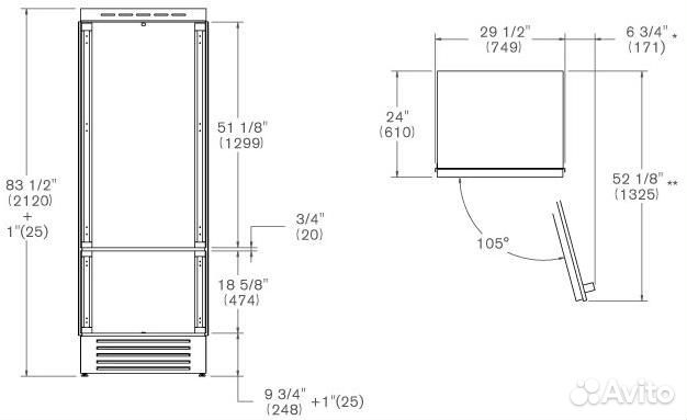 Встраиваемый холодильник Bertazzoni REF755bbrptt