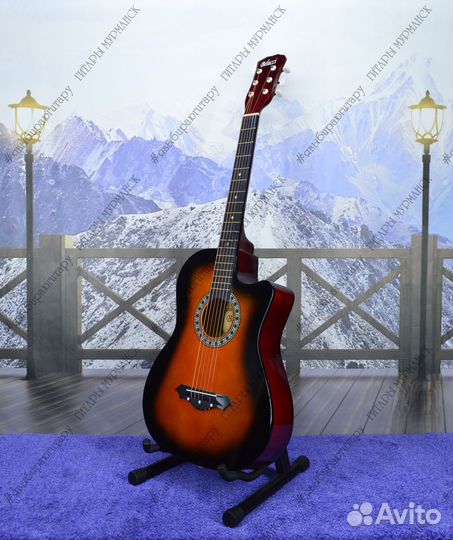 Акустическая гитара (новая) глянцевая, комплект