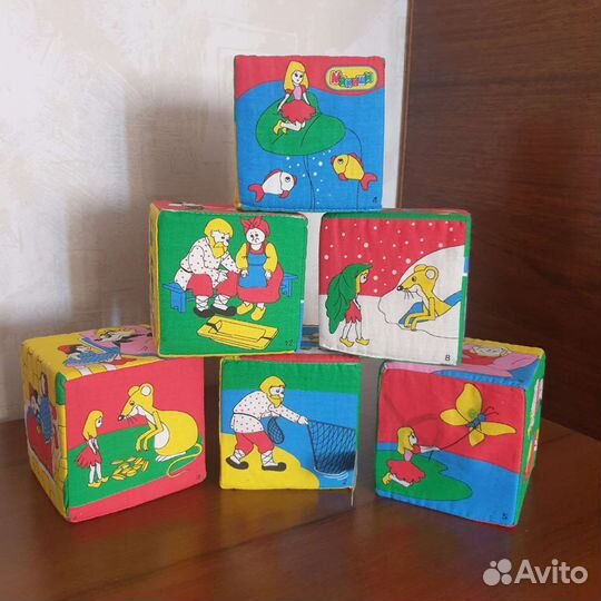 Развивающие мягкие кубики, мякиши, Сказки, 6шт