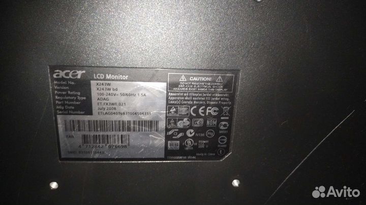 Монитор acer 24 на запчасти