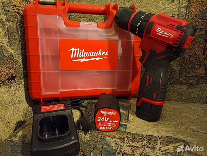 Шуруповёрт Milwaukee 24V 2 АКБ 3 режима