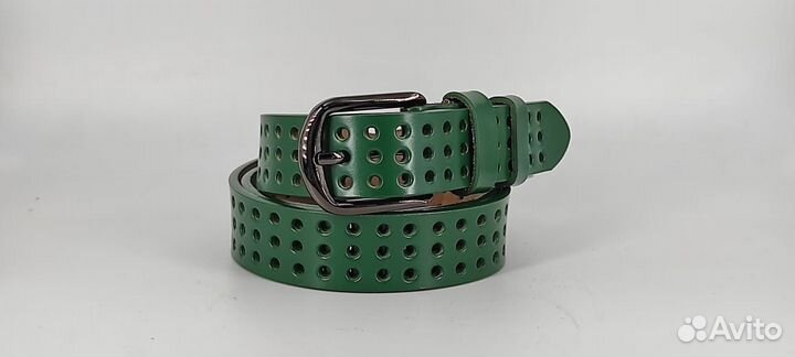 Ремень женский натуральная кожа зеленый
